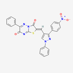 (2Z)-2-{[3-(4-nitrophenyl)-1-phenyl-1H-pyrazol-4-yl]methylene}-6-phenyl-7H-[1,3]thiazolo[3,2-b][1,2,4]triazine-3,7(2H)-dione