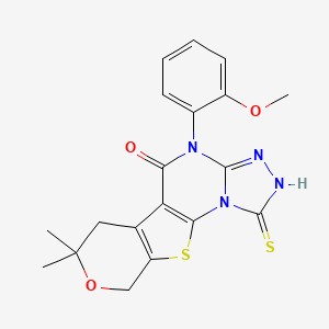 7-(2-methoxyphenyl)-12,12-dimethyl-3-sulfanylidene-13-oxa-16-thia-2,4,5,7-tetrazatetracyclo[7.7.0.02,6.010,15]hexadeca-1(9),5,10(15)-trien-8-one