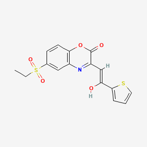 molecular formula C16H13NO5S2 B11601695 (3E)-6-(ethylsulfonyl)-3-[2-oxo-2-(thiophen-2-yl)ethylidene]-3,4-dihydro-2H-1,4-benzoxazin-2-one 