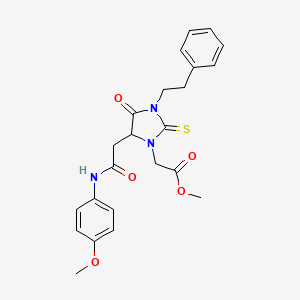 Methyl [5-{2-[(4-methoxyphenyl)amino]-2-oxoethyl}-4-oxo-3-(2-phenylethyl)-2-thioxoimidazolidin-1-yl]acetate