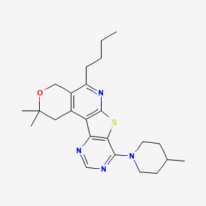 8-butyl-4,4-dimethyl-13-(4-methylpiperidin-1-yl)-5-oxa-11-thia-9,14,16-triazatetracyclo[8.7.0.02,7.012,17]heptadeca-1(10),2(7),8,12(17),13,15-hexaene