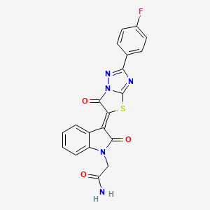 2-{(3Z)-3-[2-(4-fluorophenyl)-6-oxo[1,3]thiazolo[3,2-b][1,2,4]triazol-5(6H)-ylidene]-2-oxo-2,3-dihydro-1H-indol-1-yl}acetamide