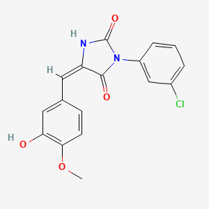 (5E)-3-(3-chlorophenyl)-5-(3-hydroxy-4-methoxybenzylidene)imidazolidine-2,4-dione