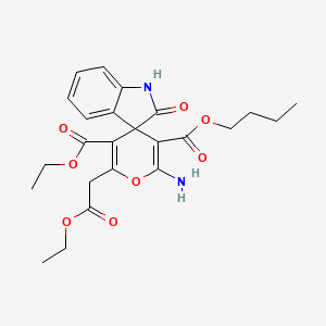 molecular formula C24H28N2O8 B11601864 3'-Butyl 5'-ethyl 2'-amino-6'-(2-ethoxy-2-oxoethyl)-2-oxo-1,2-dihydrospiro[indole-3,4'-pyran]-3',5'-dicarboxylate 