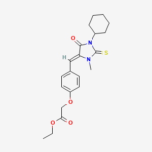 molecular formula C21H26N2O4S B11601936 ethyl {4-[(Z)-(1-cyclohexyl-3-methyl-5-oxo-2-thioxoimidazolidin-4-ylidene)methyl]phenoxy}acetate 