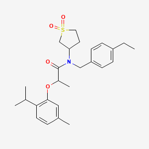 molecular formula C26H35NO4S B11601951 N-(1,1-dioxidotetrahydrothiophen-3-yl)-N-(4-ethylbenzyl)-2-[5-methyl-2-(propan-2-yl)phenoxy]propanamide 