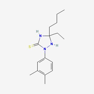 molecular formula C16H25N3S B11602021 5-Butyl-2-(3,4-dimethylphenyl)-5-ethyl-1,2,4-triazolidine-3-thione 