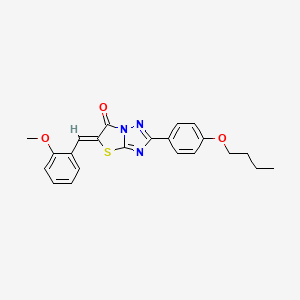 molecular formula C22H21N3O3S B11602033 (5Z)-2-(4-butoxyphenyl)-5-(2-methoxybenzylidene)[1,3]thiazolo[3,2-b][1,2,4]triazol-6(5H)-one 