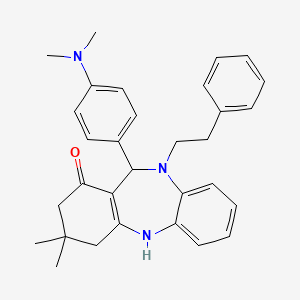 molecular formula C31H35N3O B11602035 11-[4-(dimethylamino)phenyl]-3,3-dimethyl-10-(2-phenylethyl)-2,3,4,5,10,11-hexahydro-1H-dibenzo[b,e][1,4]diazepin-1-one 