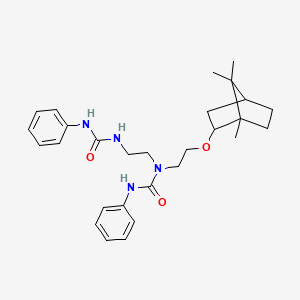 molecular formula C28H38N4O3 B11602045 3-Phenyl-1-{2-[(phenylcarbamoyl)amino]ethyl}-1-{2-[(1,7,7-trimethylbicyclo[2.2.1]hept-2-yl)oxy]ethyl}urea (non-preferred name) 