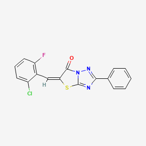 molecular formula C17H9ClFN3OS B11602063 (5E)-5-(2-chloro-6-fluorobenzylidene)-2-phenyl[1,3]thiazolo[3,2-b][1,2,4]triazol-6(5H)-one CAS No. 606957-08-8