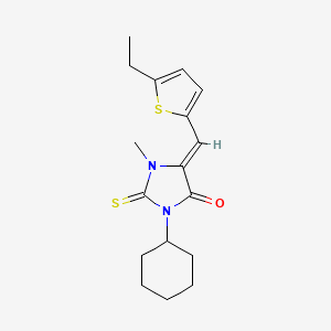 molecular formula C17H22N2OS2 B11602069 (5Z)-3-cyclohexyl-5-[(5-ethylthiophen-2-yl)methylidene]-1-methyl-2-sulfanylideneimidazolidin-4-one 