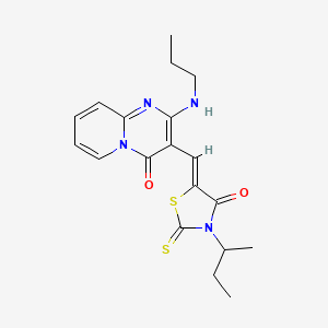 molecular formula C19H22N4O2S2 B11602098 3-[(Z)-(3-sec-butyl-4-oxo-2-thioxo-1,3-thiazolidin-5-ylidene)methyl]-2-(propylamino)-4H-pyrido[1,2-a]pyrimidin-4-one 