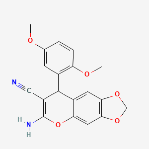 molecular formula C19H16N2O5 B11602114 6-amino-8-(2,5-dimethoxyphenyl)-8H-[1,3]dioxolo[4,5-g]chromene-7-carbonitrile 