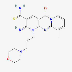 molecular formula C20H24N6O2S B11602183 6-imino-11-methyl-7-(3-morpholin-4-ylpropyl)-2-oxo-1,7,9-triazatricyclo[8.4.0.03,8]tetradeca-3(8),4,9,11,13-pentaene-5-carbothioamide 