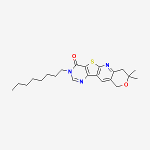 molecular formula C22H29N3O2S B11602204 5,5-dimethyl-14-octyl-6-oxa-17-thia-2,12,14-triazatetracyclo[8.7.0.03,8.011,16]heptadeca-1,3(8),9,11(16),12-pentaen-15-one 