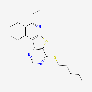 molecular formula C20H25N3S2 B11602212 8-ethyl-13-pentylsulfanyl-11-thia-9,14,16-triazatetracyclo[8.7.0.02,7.012,17]heptadeca-1,7,9,12,14,16-hexaene 