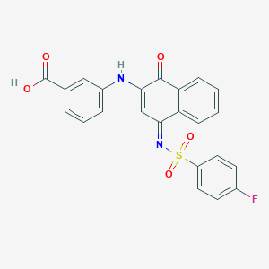 molecular formula C23H15FN2O5S B11602254 3-{[(4Z)-4-{[(4-fluorophenyl)sulfonyl]imino}-1-oxo-1,4-dihydronaphthalen-2-yl]amino}benzoic acid 