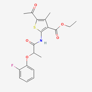 molecular formula C19H20FNO5S B11602274 Ethyl 5-acetyl-2-{[2-(2-fluorophenoxy)propanoyl]amino}-4-methylthiophene-3-carboxylate 