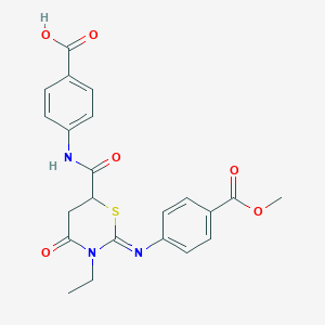 4-({[(2Z)-3-ethyl-2-{[4-(methoxycarbonyl)phenyl]imino}-4-oxo-1,3-thiazinan-6-yl]carbonyl}amino)benzoic acid