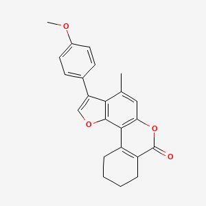 molecular formula C23H20O4 B11602356 3-(4-methoxyphenyl)-4-methyl-8,9,10,11-tetrahydro-7H-benzo[c]furo[2,3-f]chromen-7-one 