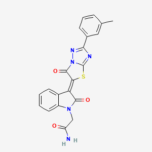 2-{(3Z)-3-[2-(3-methylphenyl)-6-oxo[1,3]thiazolo[3,2-b][1,2,4]triazol-5(6H)-ylidene]-2-oxo-2,3-dihydro-1H-indol-1-yl}acetamide