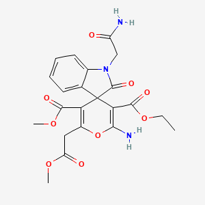 3'-Ethyl 5'-methyl 2'-amino-1-(2-amino-2-oxoethyl)-6'-(2-methoxy-2-oxoethyl)-2-oxo-1,2-dihydrospiro[indole-3,4'-pyran]-3',5'-dicarboxylate