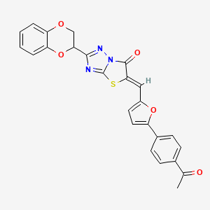 (5Z)-5-{[5-(4-acetylphenyl)furan-2-yl]methylidene}-2-(2,3-dihydro-1,4-benzodioxin-2-yl)[1,3]thiazolo[3,2-b][1,2,4]triazol-6(5H)-one