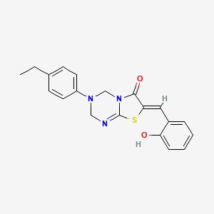 (7Z)-3-(4-ethylphenyl)-7-(2-hydroxybenzylidene)-3,4-dihydro-2H-[1,3]thiazolo[3,2-a][1,3,5]triazin-6(7H)-one