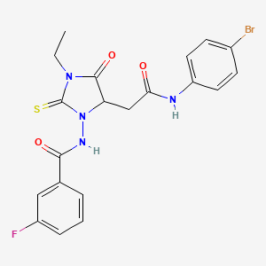 N-(5-{2-[(4-bromophenyl)amino]-2-oxoethyl}-3-ethyl-4-oxo-2-thioxoimidazolidin-1-yl)-3-fluorobenzamide