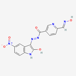 6-[(E)-(hydroxyimino)methyl]-N'-[(3Z)-5-nitro-2-oxo-1,2-dihydro-3H-indol-3-ylidene]pyridine-3-carbohydrazide