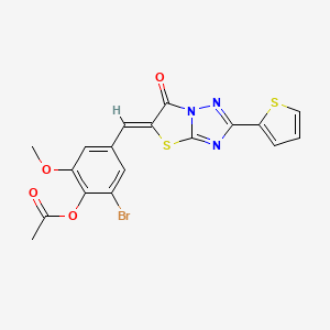 2-bromo-6-methoxy-4-{(Z)-[6-oxo-2-(thiophen-2-yl)[1,3]thiazolo[3,2-b][1,2,4]triazol-5(6H)-ylidene]methyl}phenyl acetate