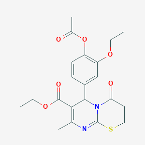 ethyl 6-[4-(acetyloxy)-3-ethoxyphenyl]-8-methyl-4-oxo-3,4-dihydro-2H,6H-pyrimido[2,1-b][1,3]thiazine-7-carboxylate