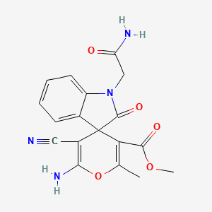 Methyl 6'-amino-1-(carbamoylmethyl)-5'-cyano-2'-methyl-2-oxo-1,2-dihydrospiro[indole-3,4'-pyran]-3'-carboxylate