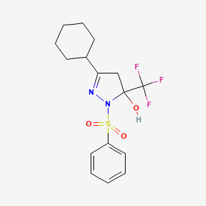 3-cyclohexyl-1-(phenylsulfonyl)-5-(trifluoromethyl)-4,5-dihydro-1H-pyrazol-5-ol