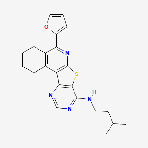 8-(furan-2-yl)-N-(3-methylbutyl)-11-thia-9,14,16-triazatetracyclo[8.7.0.02,7.012,17]heptadeca-1,7,9,12,14,16-hexaen-13-amine