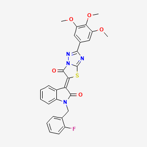 (3Z)-1-(2-fluorobenzyl)-3-[6-oxo-2-(3,4,5-trimethoxyphenyl)[1,3]thiazolo[3,2-b][1,2,4]triazol-5(6H)-ylidene]-1,3-dihydro-2H-indol-2-one