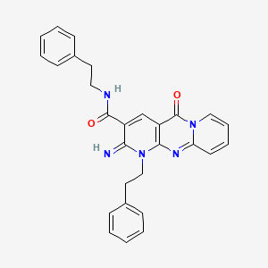 6-imino-2-oxo-N,7-bis(2-phenylethyl)-1,7,9-triazatricyclo[8.4.0.03,8]tetradeca-3(8),4,9,11,13-pentaene-5-carboxamide