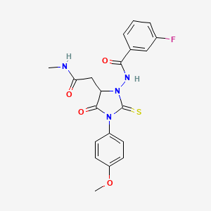 3-fluoro-N-{3-(4-methoxyphenyl)-5-[2-(methylamino)-2-oxoethyl]-4-oxo-2-thioxoimidazolidin-1-yl}benzamide