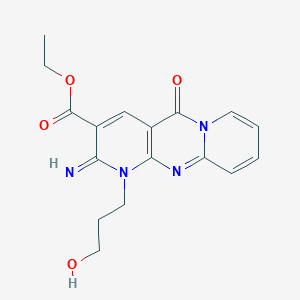 ethyl 7-(3-hydroxypropyl)-6-imino-2-oxo-1,7,9-triazatricyclo[8.4.0.03,8]tetradeca-3(8),4,9,11,13-pentaene-5-carboxylate