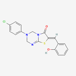 (7Z)-3-(4-chlorophenyl)-7-(2-hydroxybenzylidene)-3,4-dihydro-2H-[1,3]thiazolo[3,2-a][1,3,5]triazin-6(7H)-one