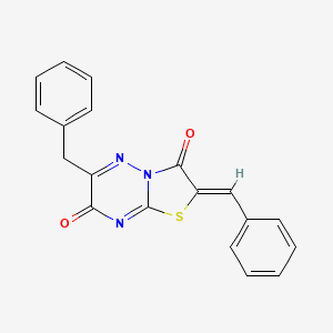 6-Benzyl-2-benzylidene-7H-(1,3)thiazolo(3,2-B)(1,2,4)triazine-3,7(2H)-dione