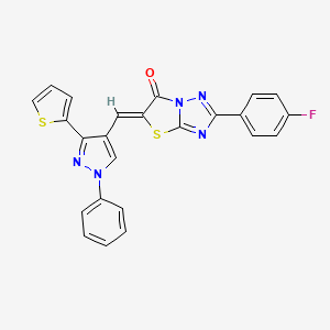 (5Z)-2-(4-fluorophenyl)-5-[(1-phenyl-3-thien-2-yl-1H-pyrazol-4-yl)methylene][1,3]thiazolo[3,2-b][1,2,4]triazol-6(5H)-one