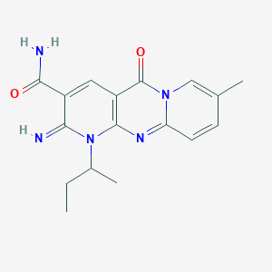 molecular formula C17H19N5O2 B11603300 7-butan-2-yl-6-imino-13-methyl-2-oxo-1,7,9-triazatricyclo[8.4.0.03,8]tetradeca-3(8),4,9,11,13-pentaene-5-carboxamide 