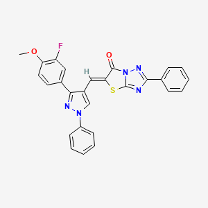 (5Z)-5-{[3-(3-fluoro-4-methoxyphenyl)-1-phenyl-1H-pyrazol-4-yl]methylidene}-2-phenyl[1,3]thiazolo[3,2-b][1,2,4]triazol-6(5H)-one