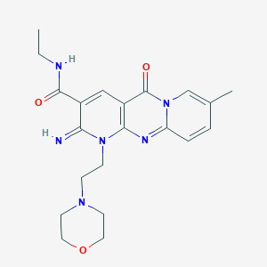 N-ethyl-6-imino-13-methyl-7-[2-(morpholin-4-yl)ethyl]-2-oxo-1,7,9-triazatricyclo[8.4.0.0^{3,8}]tetradeca-3(8),4,9,11,13-pentaene-5-carboxamide