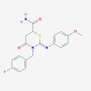 (2Z)-3-(4-fluorobenzyl)-2-[(4-methoxyphenyl)imino]-4-oxo-1,3-thiazinane-6-carboxamide