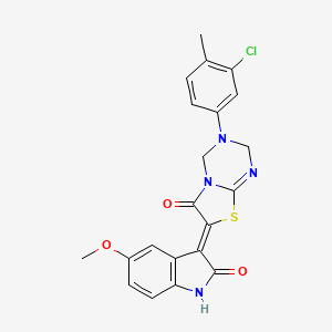 (7Z)-3-(3-chloro-4-methylphenyl)-7-(5-methoxy-2-oxo-1,2-dihydro-3H-indol-3-ylidene)-3,4-dihydro-2H-[1,3]thiazolo[3,2-a][1,3,5]triazin-6(7H)-one