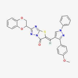 (5Z)-2-(2,3-dihydro-1,4-benzodioxin-2-yl)-5-{[3-(4-methoxyphenyl)-1-phenyl-1H-pyrazol-4-yl]methylidene}[1,3]thiazolo[3,2-b][1,2,4]triazol-6(5H)-one