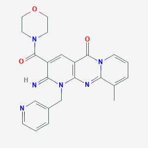 6-imino-11-methyl-5-(morpholine-4-carbonyl)-7-(pyridin-3-ylmethyl)-1,7,9-triazatricyclo[8.4.0.03,8]tetradeca-3(8),4,9,11,13-pentaen-2-one